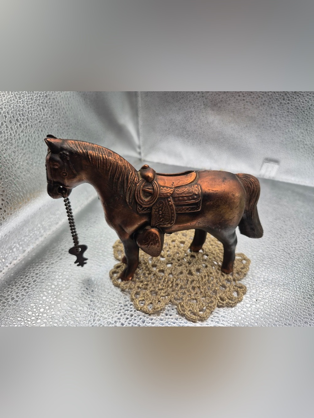 Vintage Bronze Horse Statue Bank - Collectible Midcentury Metalware Rustic Decor
